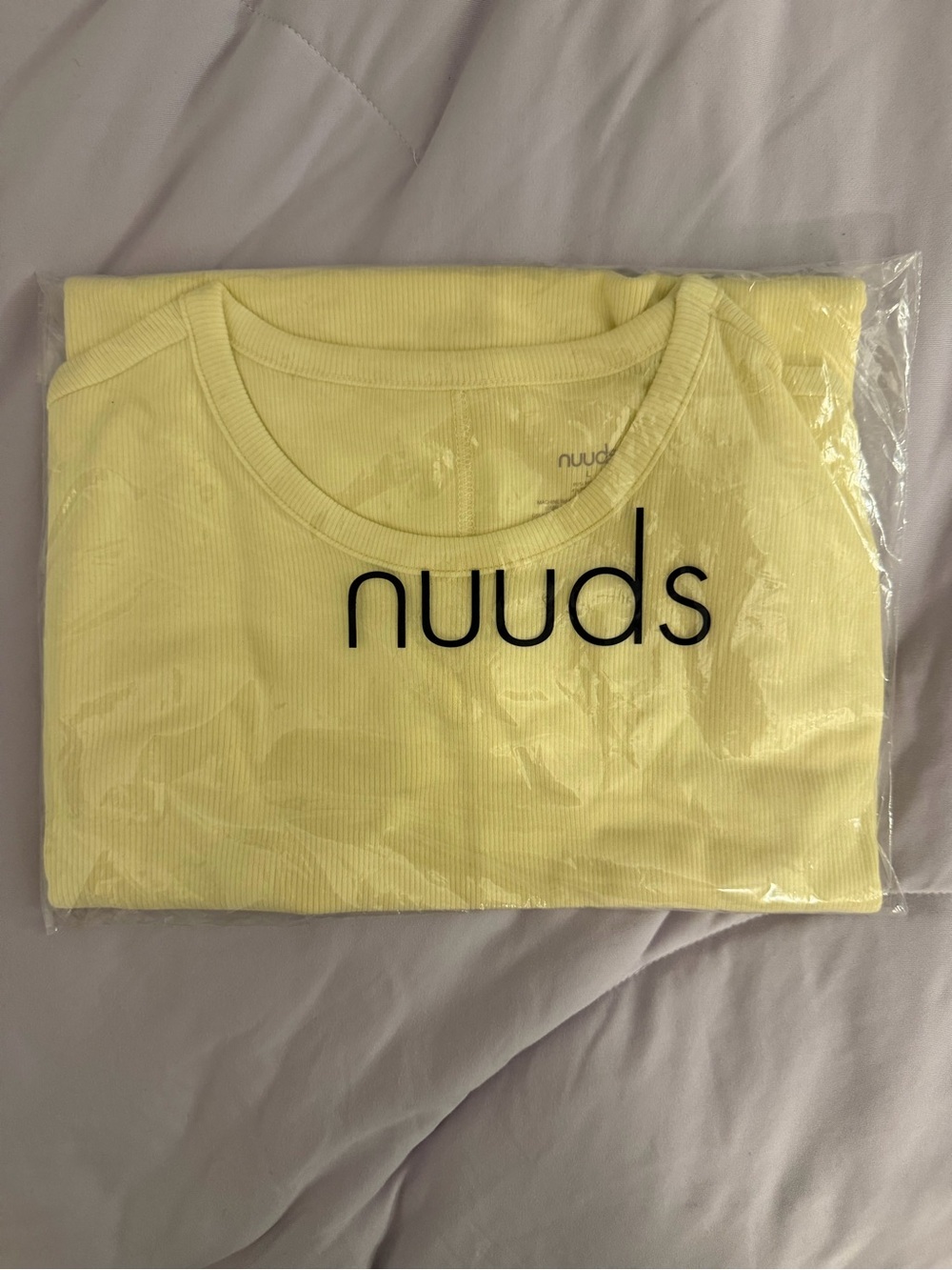 nuuds Yellow Slinky Ribbed Sleeve Crewneck Tee